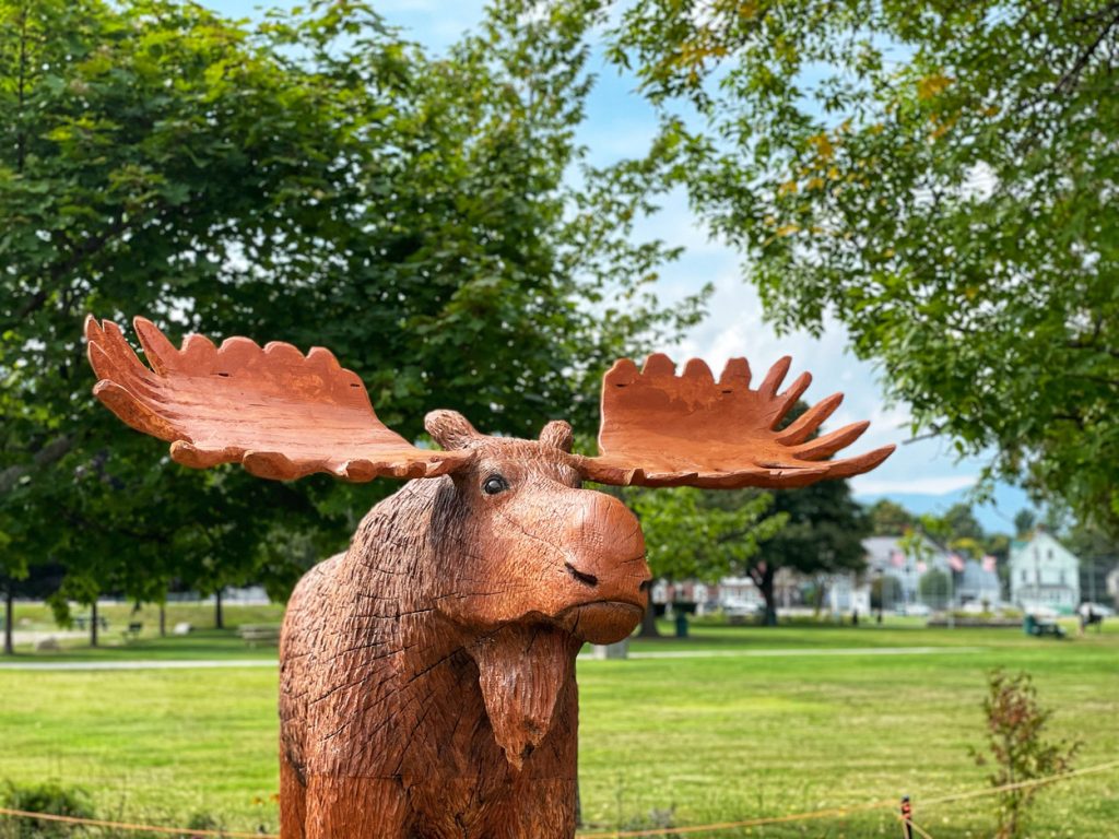 gorham town common carved wooden moose