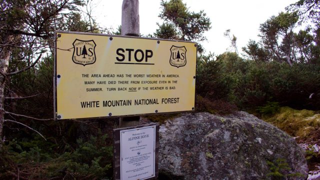 mount madison alpine zone sign
